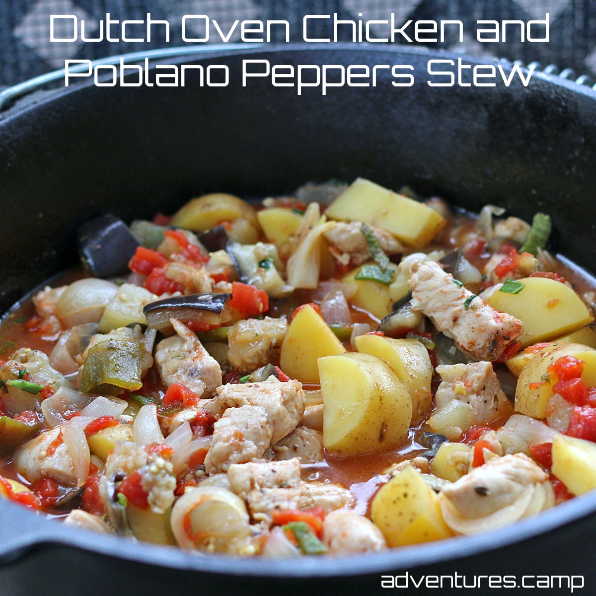 Dutch Oven Chicken and Poblano Peppers Stew