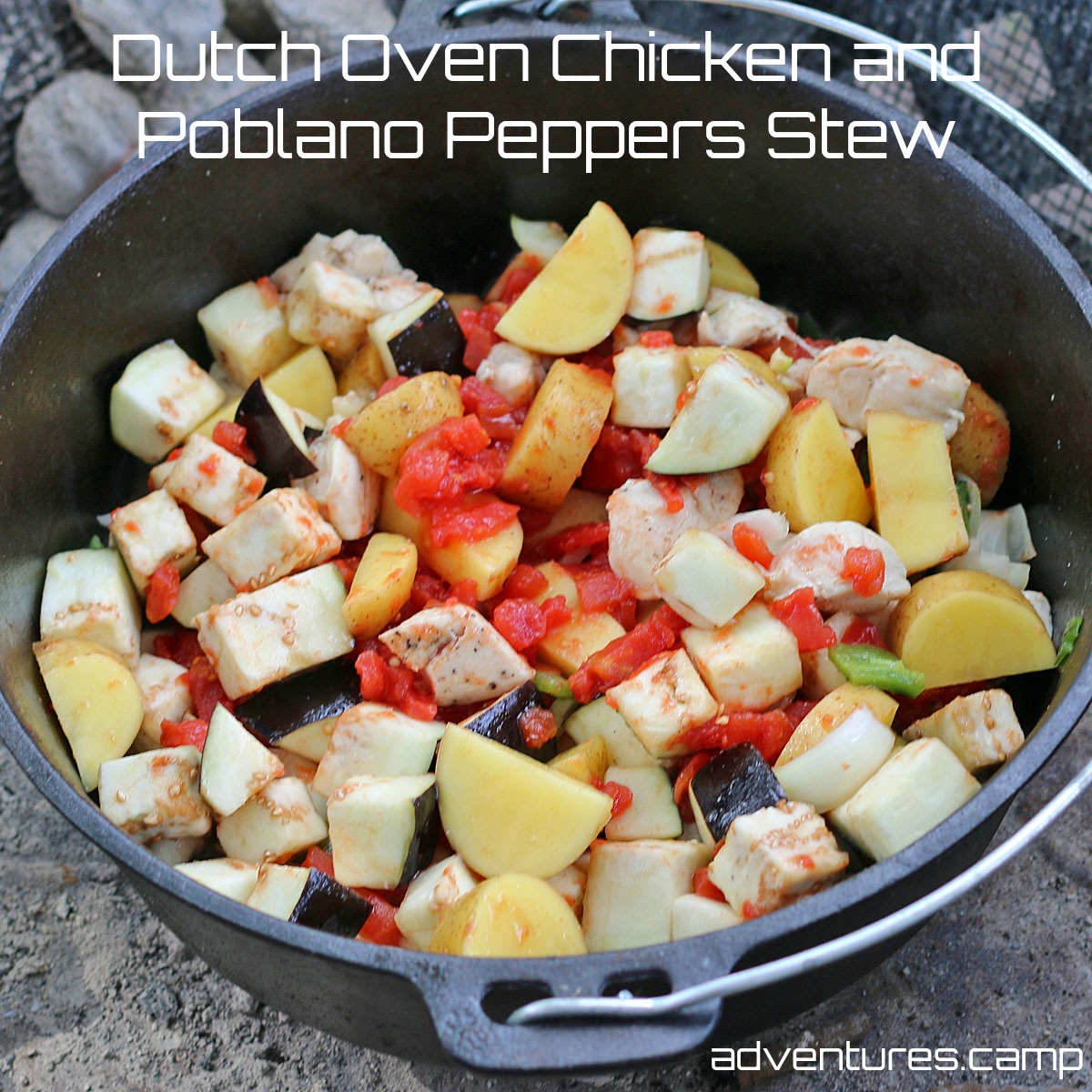 Dutch Oven Chicken and Poblano Peppers Stew