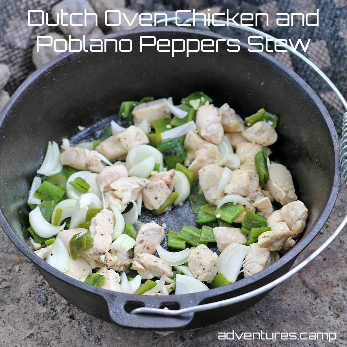 Dutch Oven Chicken and Poblano Peppers Stew