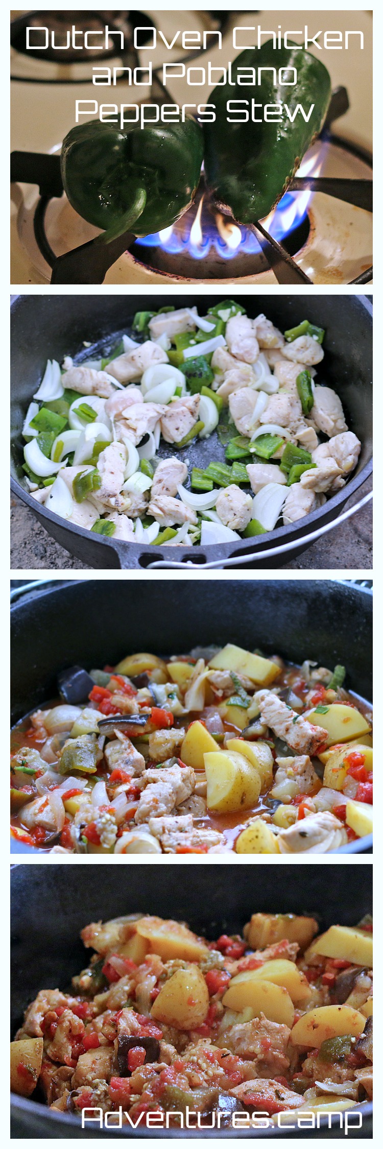 Dutch Oven Chicken and Poblano Peppers Stew